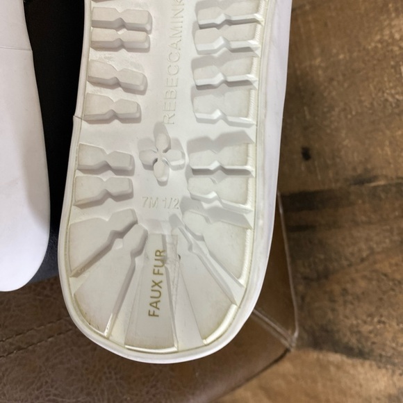 Rebecca Minkoff Women's Shelly Sneaker Boot Size 7.5 Black Leather Zip Faux Fur - Picture 10 of 13